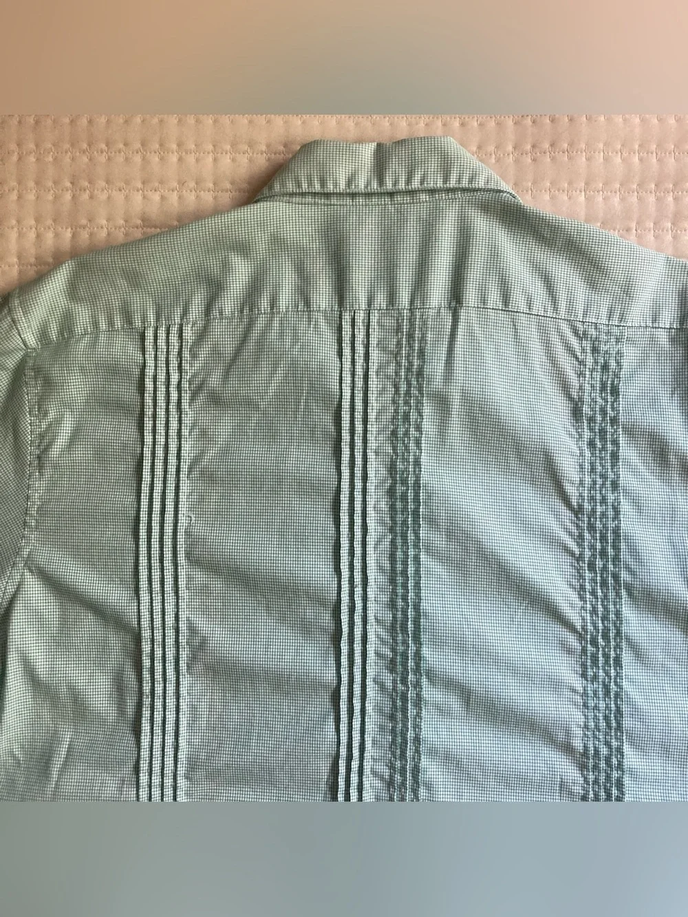 San Cristobal Guayabera Shirt Men’s Large White Green Yellow 100% Cotton